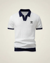 St. Martin Co AD Court Knit Open-Collar Polo Shirt — detail view