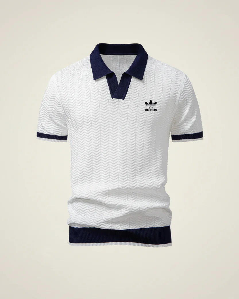 St. Martin Co AD Court Knit Open-Collar Polo Shirt — detail view