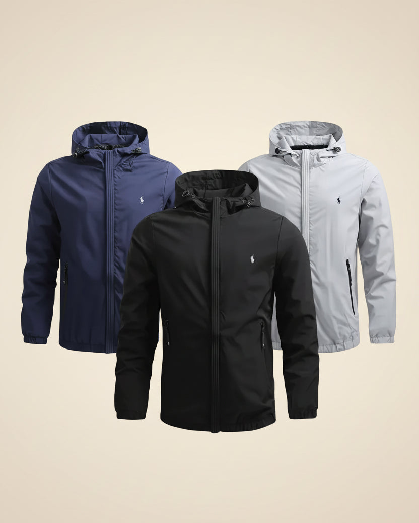 St. Martin Co Black Hooded Windbreaker Jacket — detail view