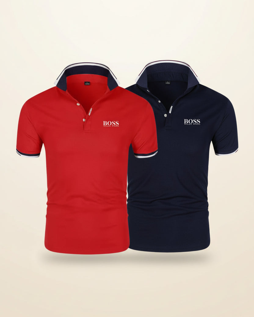 St. Martin Co HB Crimson Tipped Piqué Polo Shirt — detail view