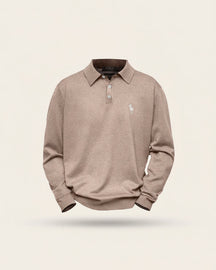 St. Martin Co RL Grey Marl Long-Sleeve Polo Knit — back view