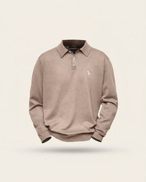St. Martin Co RL Grey Marl Long-Sleeve Polo Knit — back view