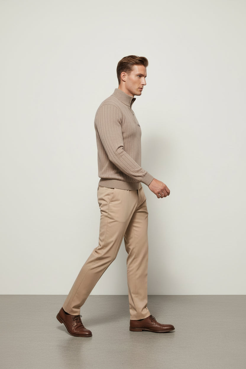St. Martin Co HB Navy Ribbed Quarter-Zip Knit — detail view