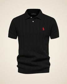 St. Martin Co RL Ribbed Knit Short Sleeve Polo — detail view