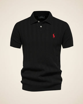 St. Martin Co RL Ribbed Knit Short Sleeve Polo — detail view