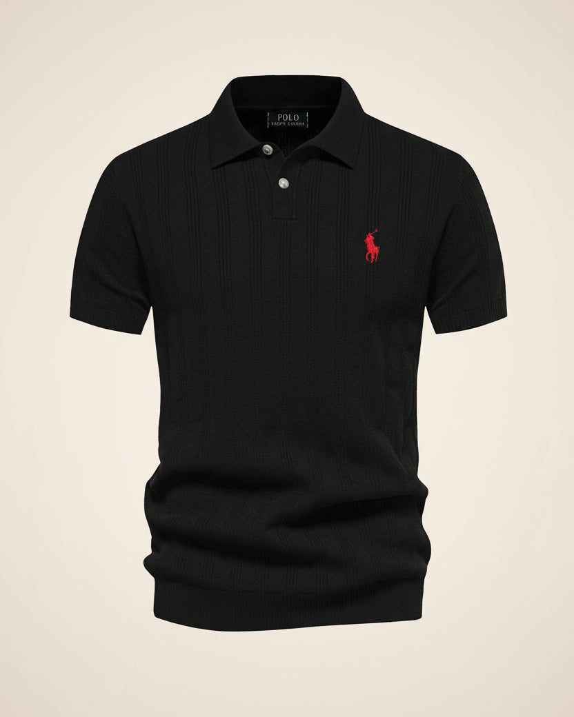 St. Martin Co RL Ribbed Knit Short Sleeve Polo — detail view