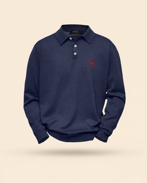 St. Martin Co RL Grey Marl Long-Sleeve Polo Knit — detail view