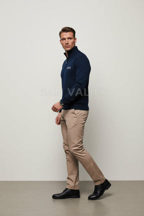 St. Martin Co HB Navy Ribbed Quarter-Zip Knit — detail view