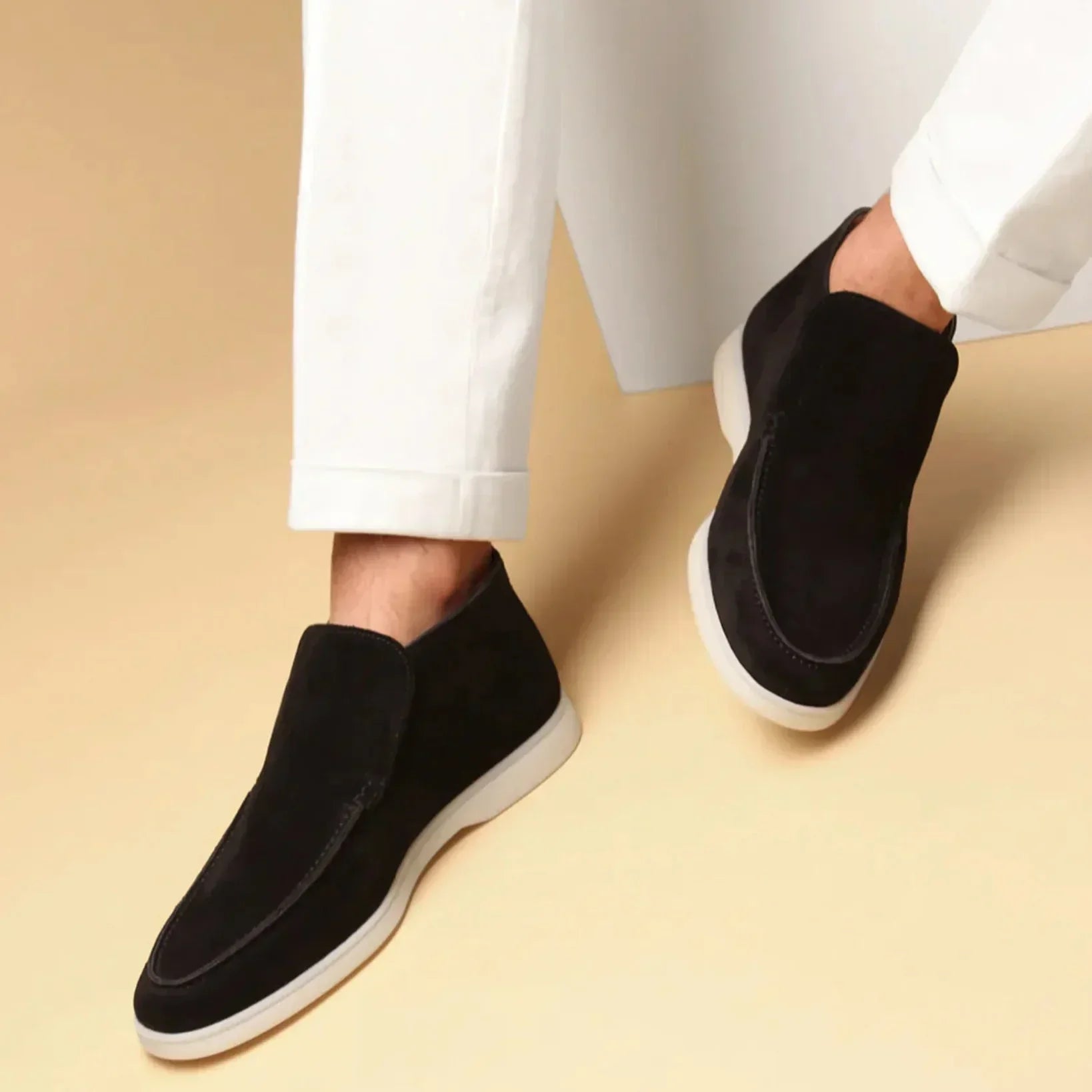 St. Martin Co Suede Slip-On Chukka in Sand — side view