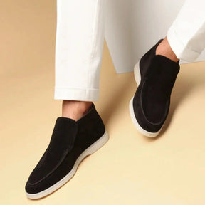 St. Martin Co Suede Slip-On Chukka in Sand — side view