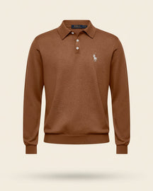 St. Martin Co RL Grey Marl Long-Sleeve Polo Knit — detail view