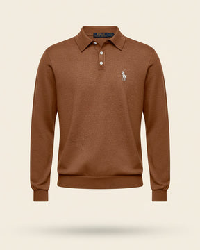 St. Martin Co RL Grey Marl Long-Sleeve Polo Knit — detail view