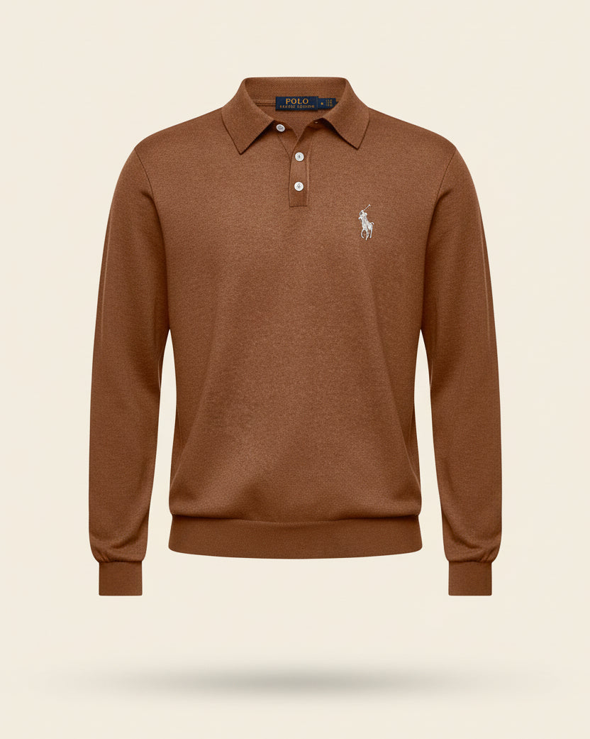 St. Martin Co RL Grey Marl Long-Sleeve Polo Knit — detail view