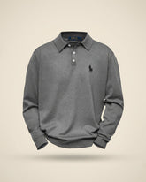 St. Martin Co RL Grey Marl Long-Sleeve Polo Knit — detail view