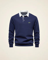 St. Martin Co LC Navy Rugby Collar Long-Sleeve Polo — detail view