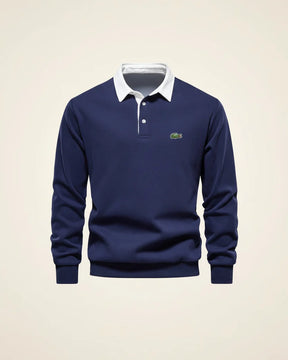 St. Martin Co LC Navy Rugby Collar Long-Sleeve Polo — detail view