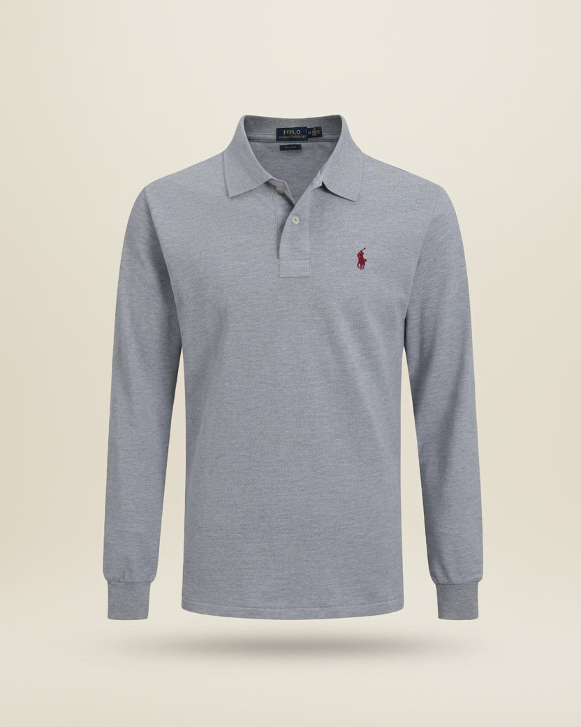 St. Martin Co RL Black Long-Sleeve Knit Polo — detail view