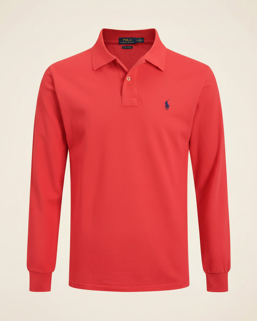 St. Martin Co RL Black Long-Sleeve Knit Polo — detail view