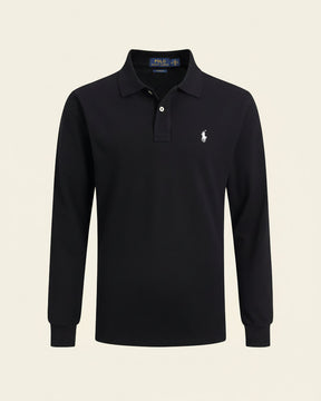 St. Martin Co RL Black Long-Sleeve Knit Polo — detail view