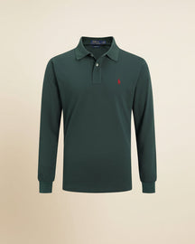 St. Martin Co RL Black Long-Sleeve Knit Polo — detail view