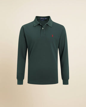 St. Martin Co RL Black Long-Sleeve Knit Polo — detail view