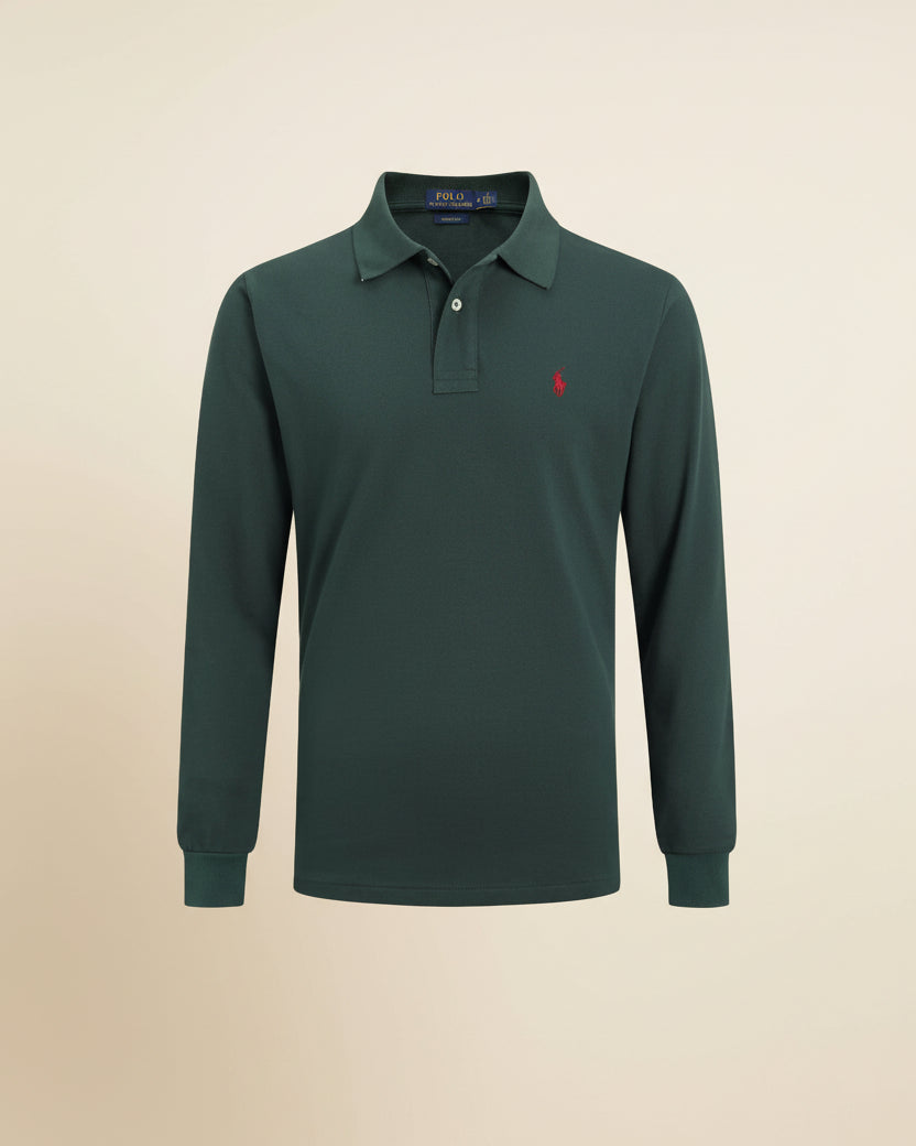 St. Martin Co RL Black Long-Sleeve Knit Polo — detail view