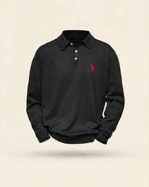 St. Martin Co RL Grey Marl Long-Sleeve Polo Knit — detail view