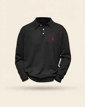 St. Martin Co RL Grey Marl Long-Sleeve Polo Knit — detail view