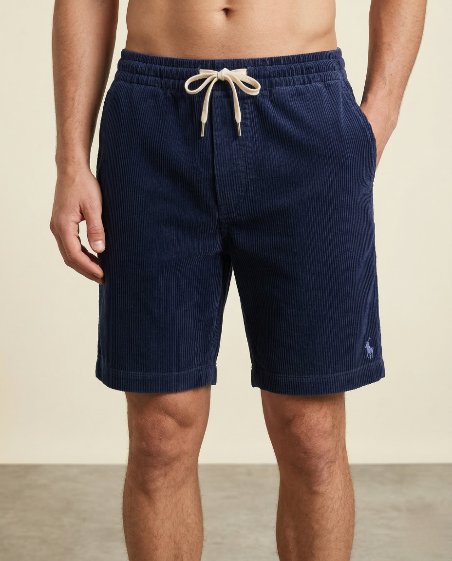 St. Martin Co RL Navy Corduroy Drawstring Short — side view