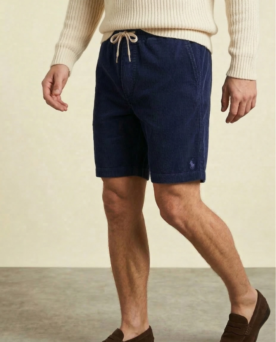 St. Martin Co RL Navy Corduroy Drawstring Short — front view