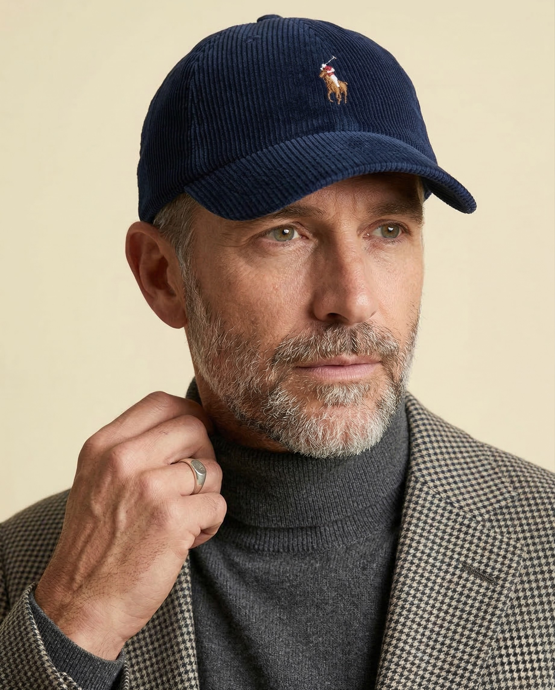 St. Martin Co RL Navy Corduroy Six-Panel Baseball Cap — front view