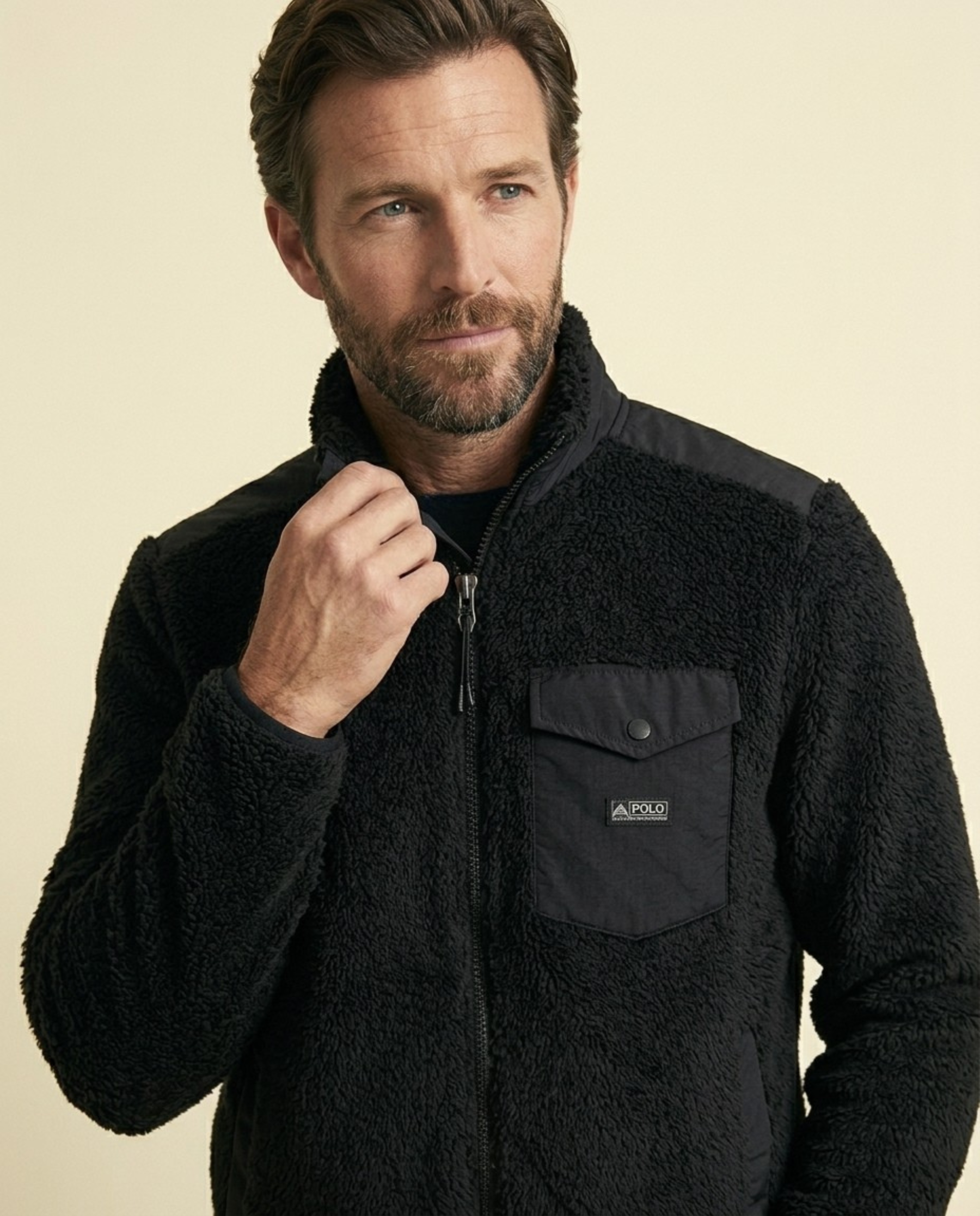 St. Martin Co RL Sherpa Full-Zip Fleece Jacket Black — detail view