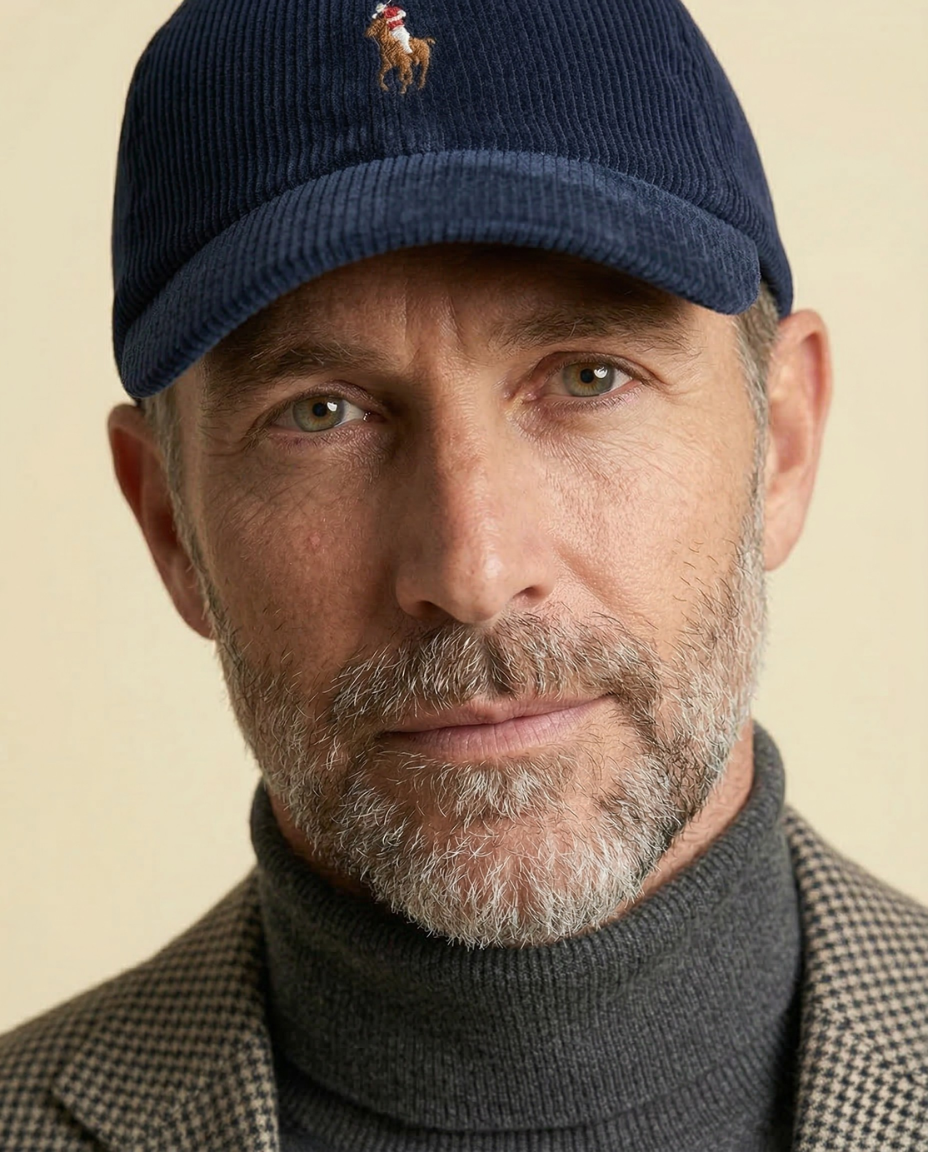 St. Martin Co RL Navy Corduroy Six-Panel Baseball Cap — back view