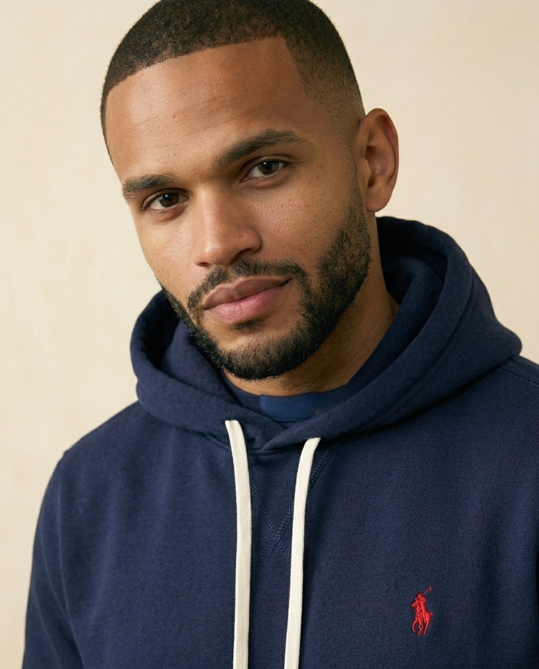 St. Martin Co RL Navy Fleece Pullover Hood — lifestyle view