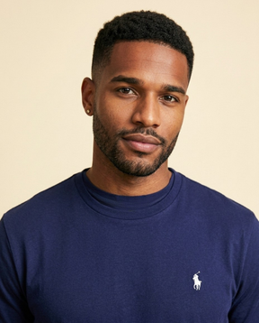 St. Martin Co RL Navy Crew Neck Cotton Tee — detail view