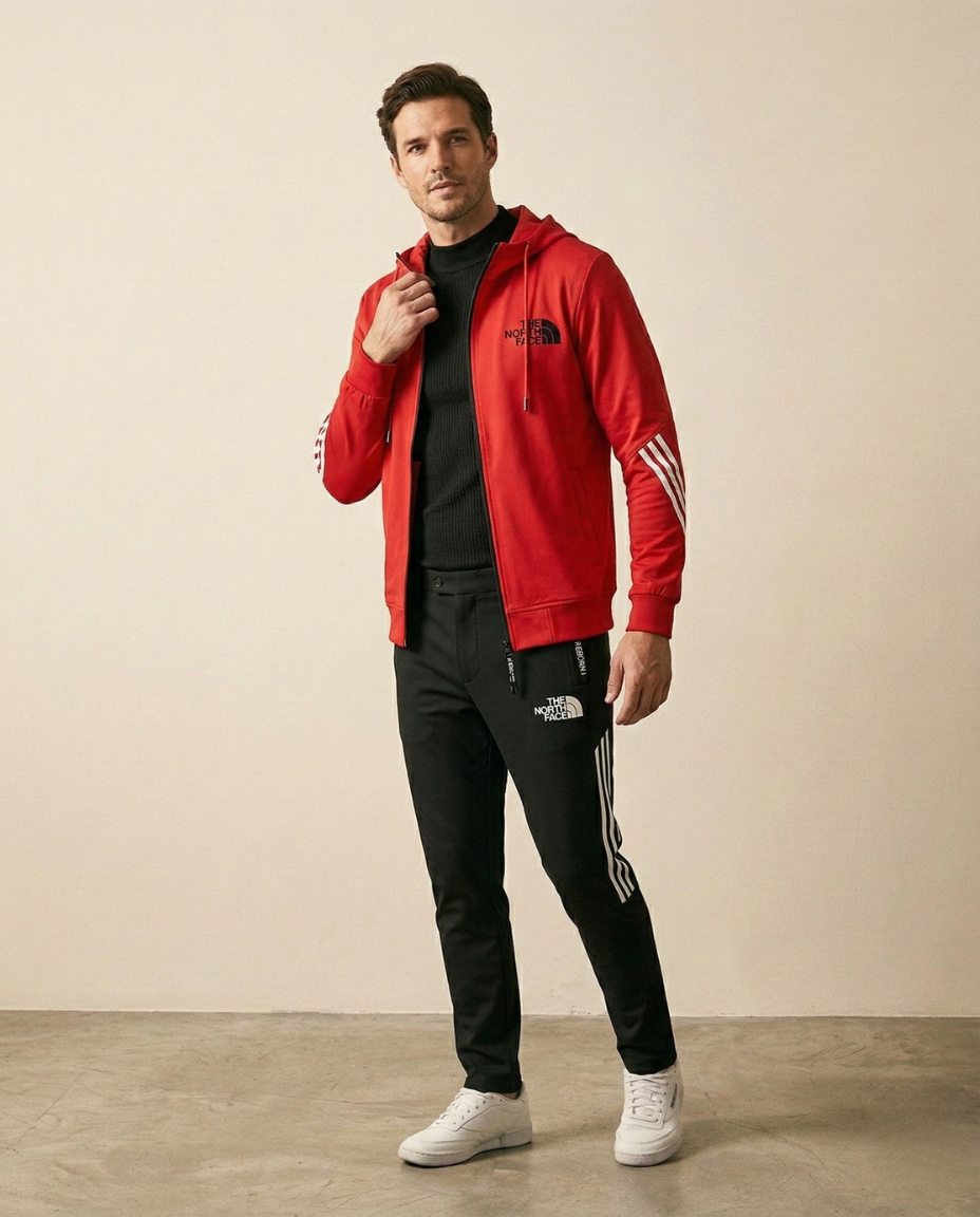 St. Martin Co TNF Red Zip Hoodie and Track Trouser Set — front view