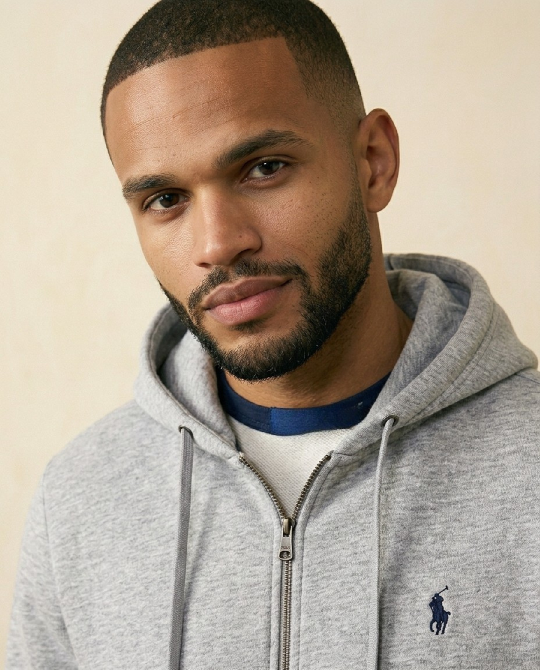 St. Martin Co RL Heather Grey Full-Zip Fleece Hood — lifestyle view