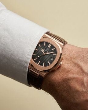St. Martin Co Rose Gold Integrated Sport Watch Slate Dial — front view