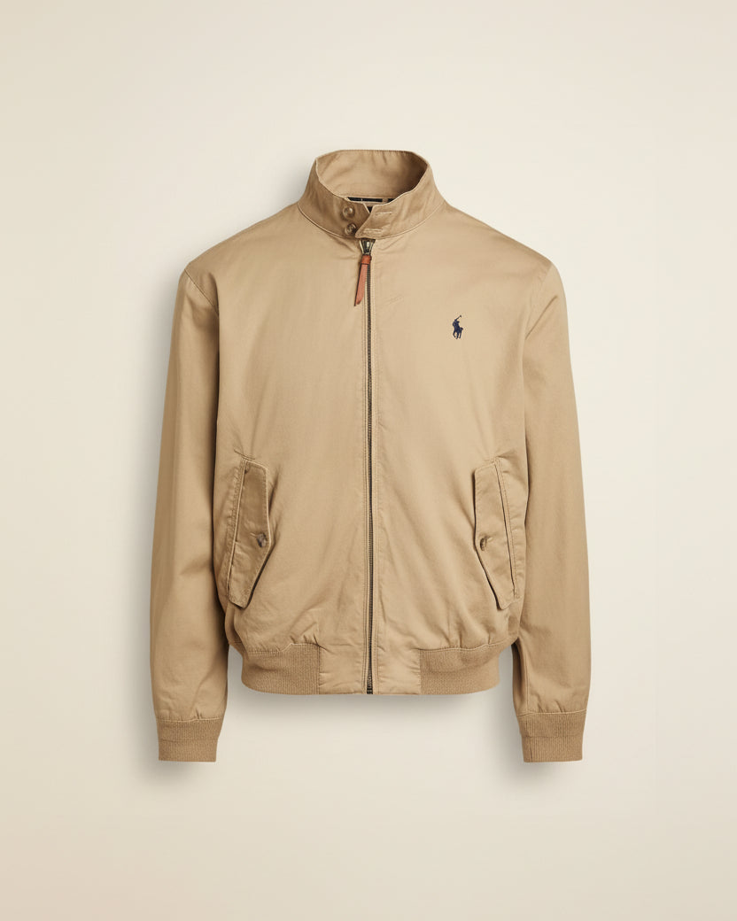 St. Martin Co RL Tan Cotton Zip Harrington Jacket — detail view