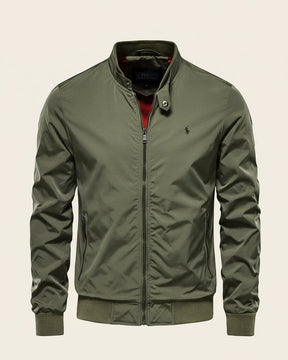 St. Martin Co Black Bomber Jacket Mustard-Lined Shell — detail view