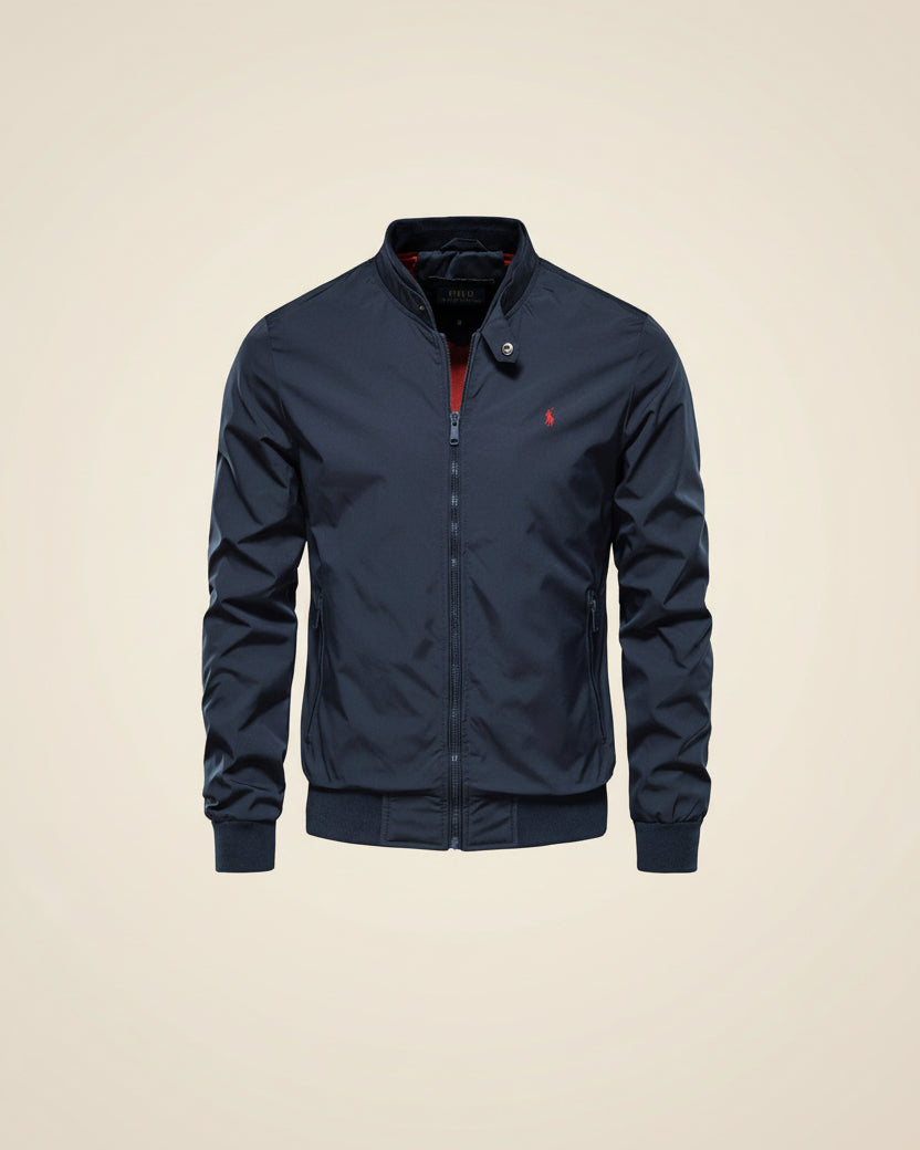 St. Martin Co Black Bomber Jacket Mustard-Lined Shell — side view