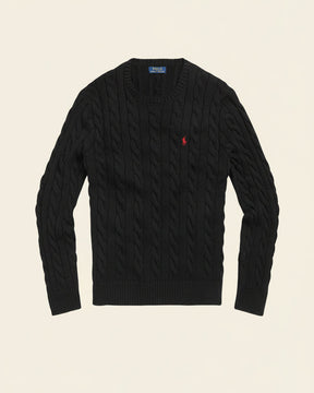 St. Martin Co RL Navy Cable Crew Knit — detail view