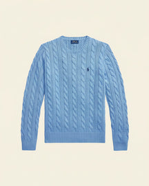 St. Martin Co RL Navy Cable Crew Knit — detail view