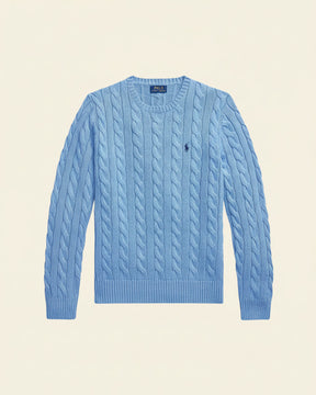 St. Martin Co RL Navy Cable Crew Knit — detail view