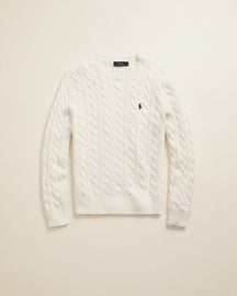St. Martin Co RL Navy Cable Crew Knit — lifestyle view