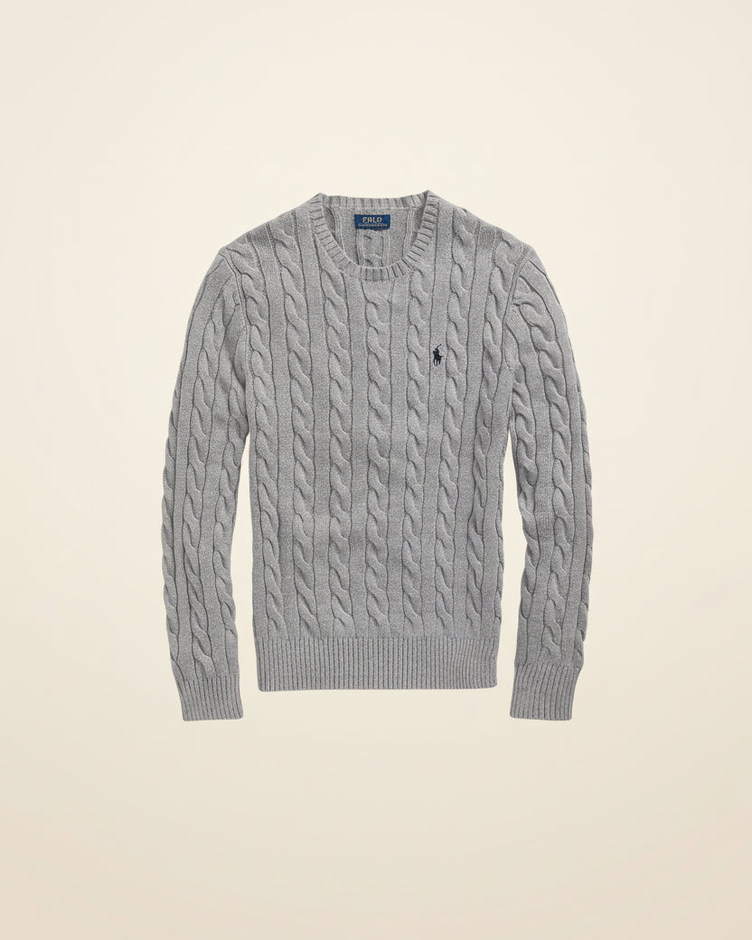 St. Martin Co RL Navy Cable Crew Knit — detail view