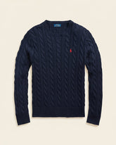 St. Martin Co RL Navy Cable Crew Knit — detail view