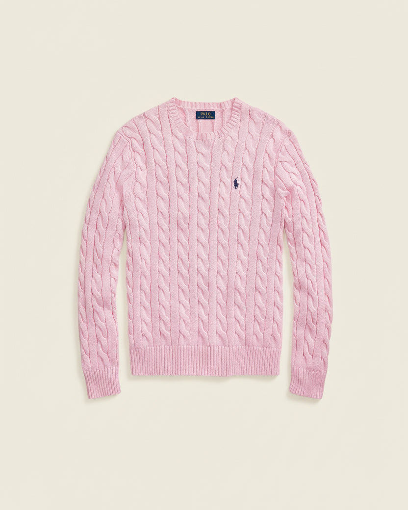 St. Martin Co RL Navy Cable Crew Knit — detail view