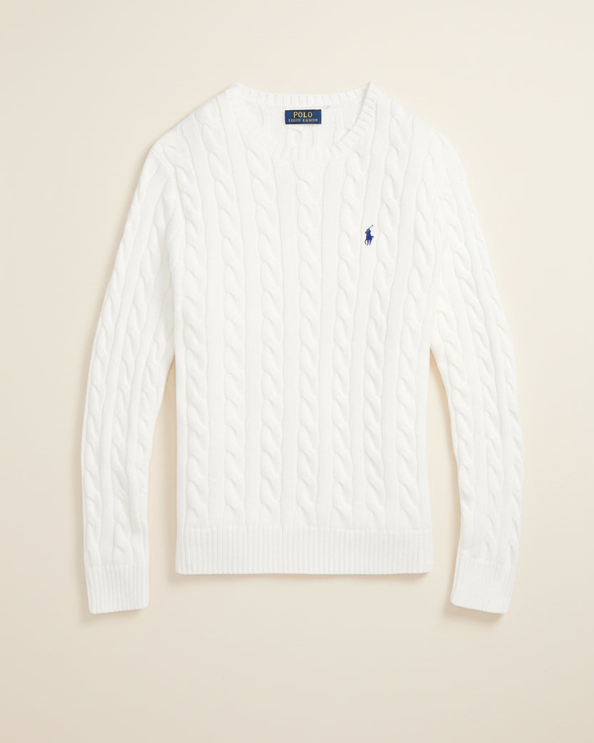 St. Martin Co RL Navy Cable Crew Knit — detail view