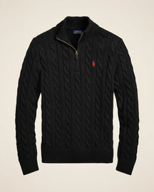 St. Martin Co RL Navy Cable Half-Zip Knit — detail view